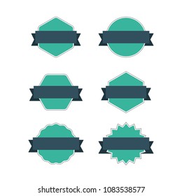Set of badges with labels and ribbons, vector collection, flat design