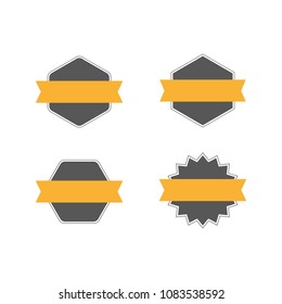 Set of badges with labels and ribbons, vector collection, flat design