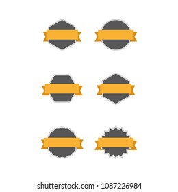 Set of badges with labels and ribbons, vector collection, flat design