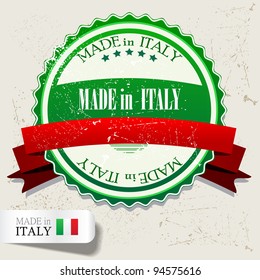 Set of Badges, Labels, Tags "Made in Italy". Vector illustration. Grunge stamp with text