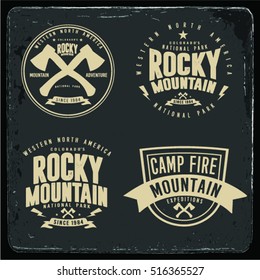Set of Badges and labels - Vintage vector of wilderness and nature exploration.