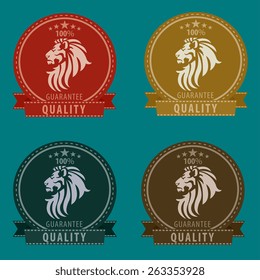 Set of badges with lion. Vector illustration