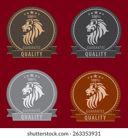 Set of badges with lion. Vector illustration