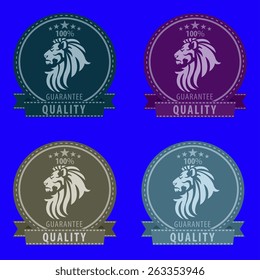 Set of badges with lion. Vector illustration