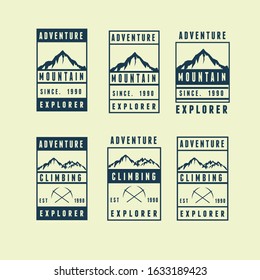 Set Badges Mountain and Adventure Vintage Logo