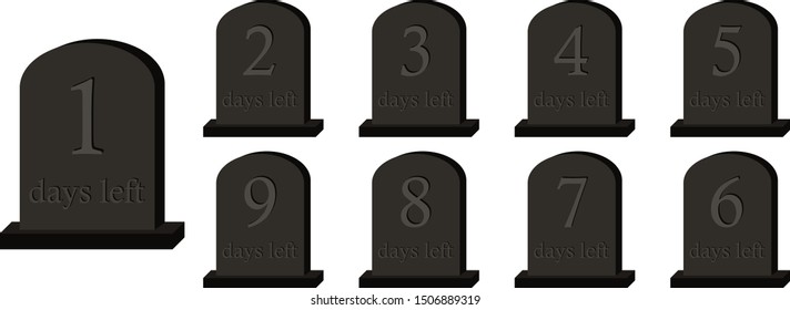 Set of badges with number of days left for sale or other event banners or stickers. halloween days left badges