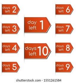 Set of badges with number of days left sign, number days left countdown vector illustration template, ready use for banners, landing page, template, ui, web, mobile app, poster, flyer, stickers.