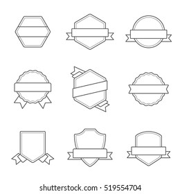 Set of Badges. Outlined, Black and White.