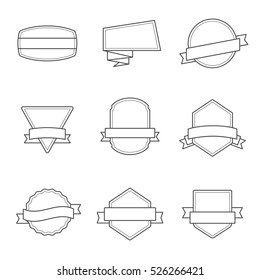 Set of Badges. Outlined, Black and White - Vol. 3.