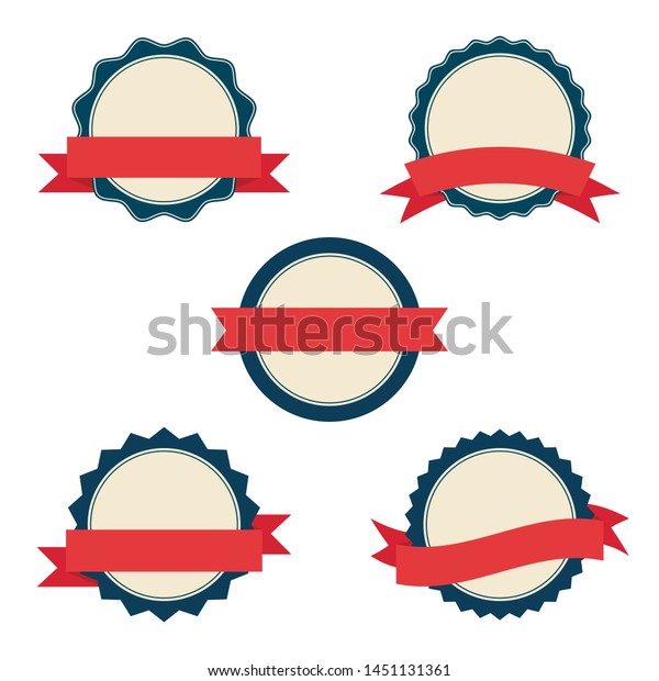 Set Badges Red Ribbons Labels Banners Stock Vector (Royalty Free ...