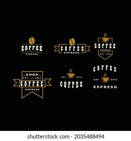 Logotipo del juego de insignias para café retro 