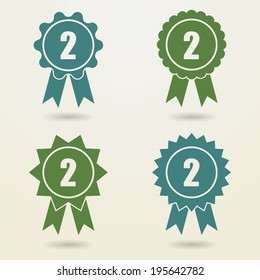 Set of badges with ribbons. Set of awards with ribbons.