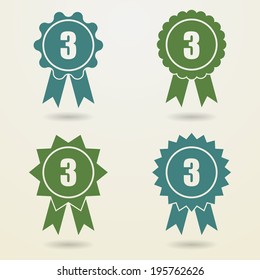 Set of badges with ribbons. Set of awards with ribbons.