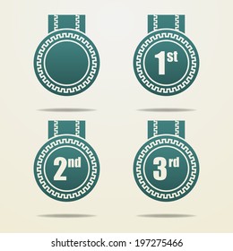 Set of badges with ribbons. Set of awards with ribbons. 