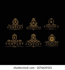 Set Badges Royal Crest Logo Design