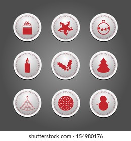 Set of badges and stickers for Christmas 
