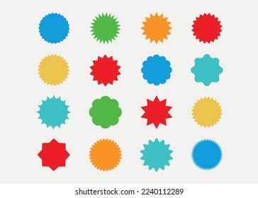 Set of badges stickers for product labels templates, labels of different shapes. tag prices isolated