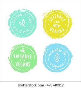 Set of badges. Suitable for vegans. Vector hand drawn labels