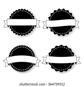 Set of the Badges Templates with Ribbons. Four different shapes for your design.