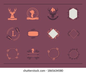 Set mit Badges-Vorlagen mit Vintage-Emblem im Vintage-Stil