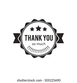 Set of badges with thank you graphics and design elements vector labels and logo for gratitude, branding, advertisement. 