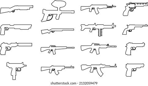 set of badges weapons, pistols