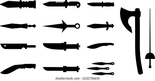 set of badges weapons,hunting knives