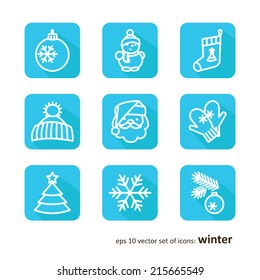 Set with badges - winter.  A vector. 