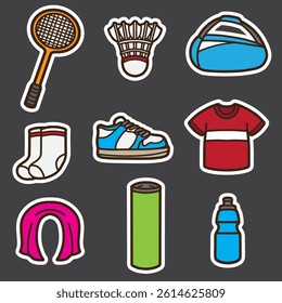 set of badminton good for sticker, badge, element design, print design, etc