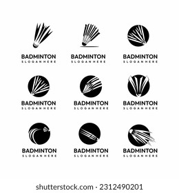 set of badminton logo vector icon