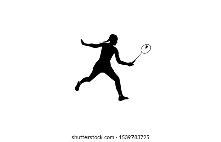 set badminton player black logo icon design illustration