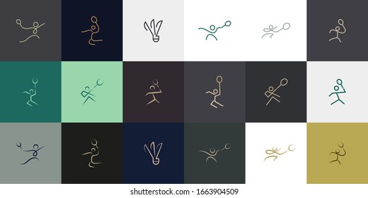 set of  Badminton Sport Logo Design. Icon Badminton Illustration Vector