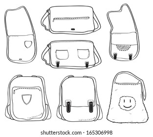 set of bag in doodle style