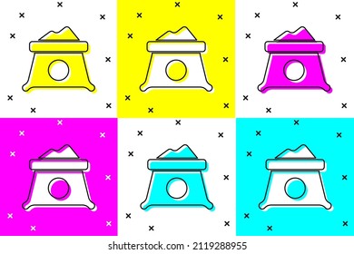 Set Bag of flour icon isolated on color background.  Vector