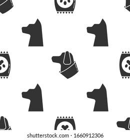 Set Bag of food for pet, Dog and Cat on seamless pattern. Vector