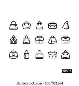 Set of BAG Icon. Women Bag Silhouette Sign Logo Vector  