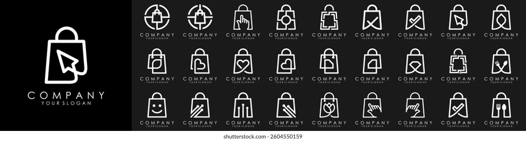 set of bag Shop Logo designs Template. vector illustration