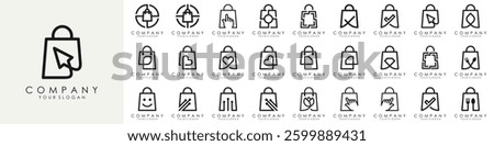 set of bag Shop Logo designs Template. vector illustration