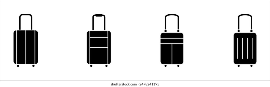 Set of baggage icons, suitcase on wheels. Vector.