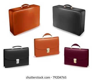 Set of bags and briefcases. Vector illustration.