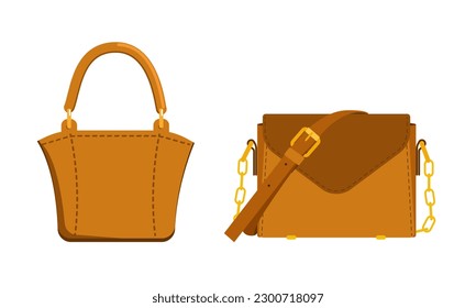 A set of bags brown ginger. Flat. 