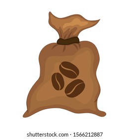 Set of bags with coffee beans. Cartoon style. Vector illustration