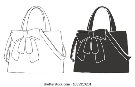 Set of bags. Bags isolated on white background. Vector illustration in sketch style.