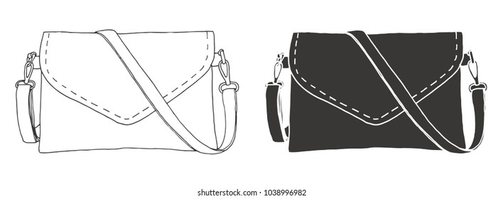 Set of bags. Bags isolated on white background. Vector illustration in sketch style.