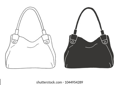 Set of bags. Bags isolated on white background. Vector illustration in sketch style.