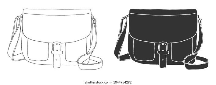 Set of bags. Bags isolated on white background. Vector illustration in sketch style.