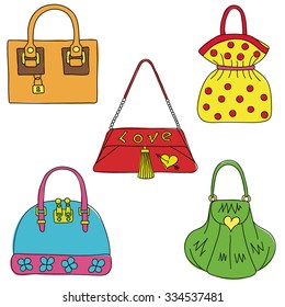 Set of bags on white background.