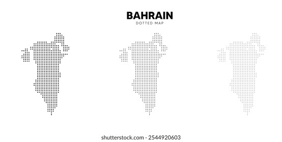 Conjunto de Vector de mapa punteado de Bahrein en blanco aislado