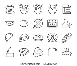 Set Of Bake Icons Such As Baking, Mix, Dough, Bread, Pie, Food