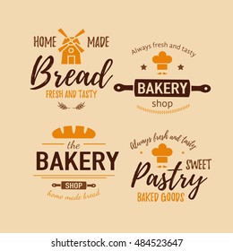 Set Of Bakery Badges With Bread, Pastry Icons And Design Elements. Vector Labels And Bakery Logo For Signage, Branding, Advertisement.
